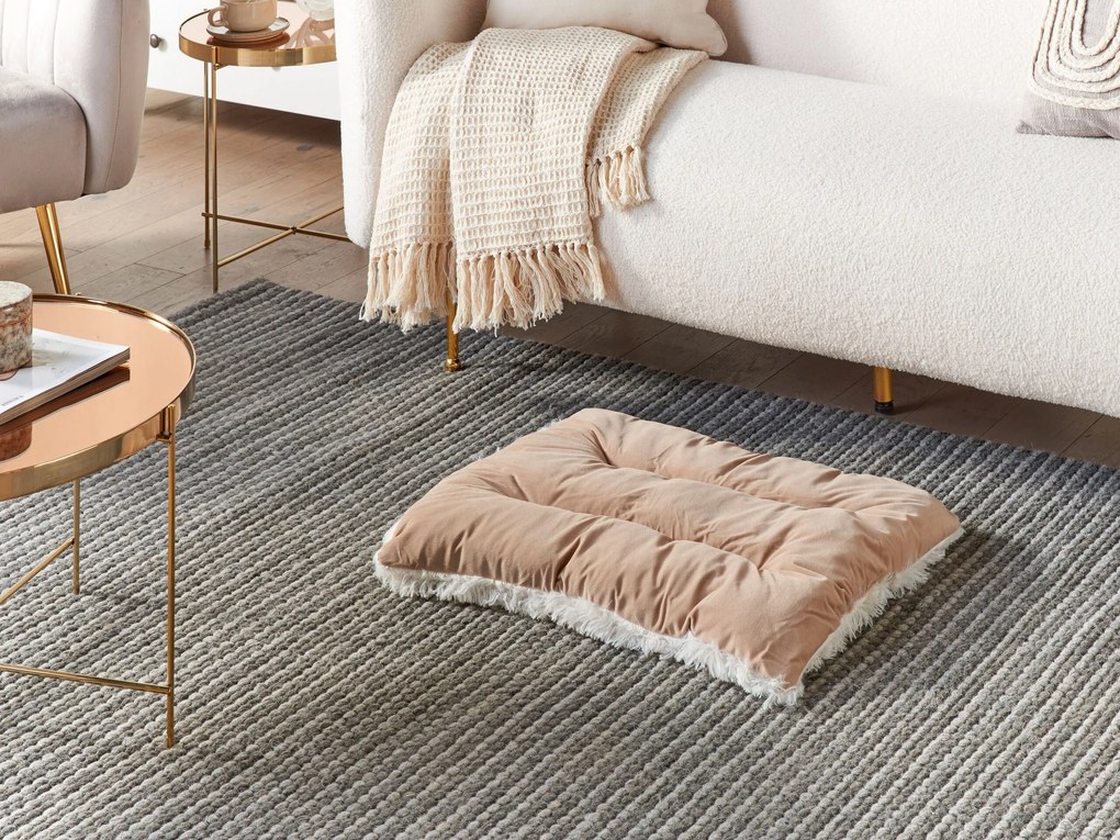 Cama para animal de estimação em veludo creme 60 x 45 cm ERGANI Beliani