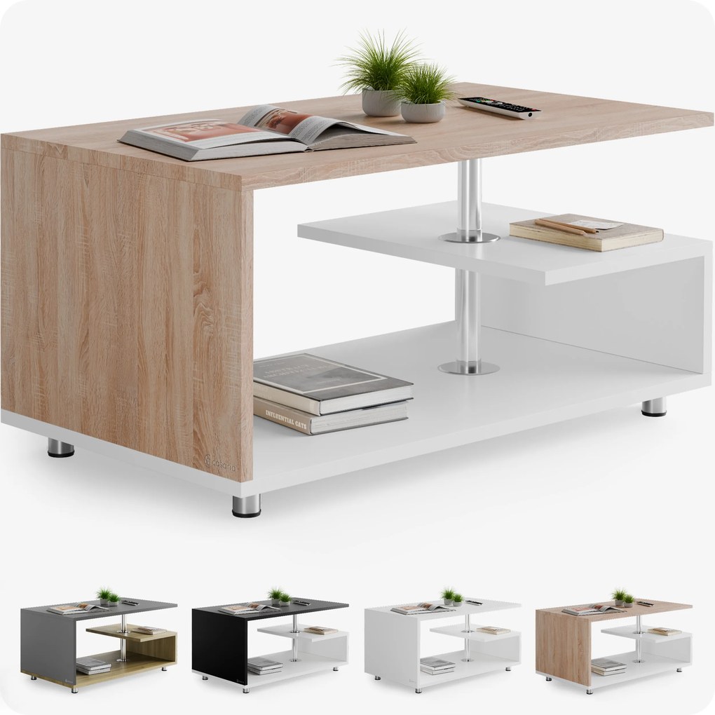 Mesa de centro Orlando 95x55x50cm branco/carvalho
