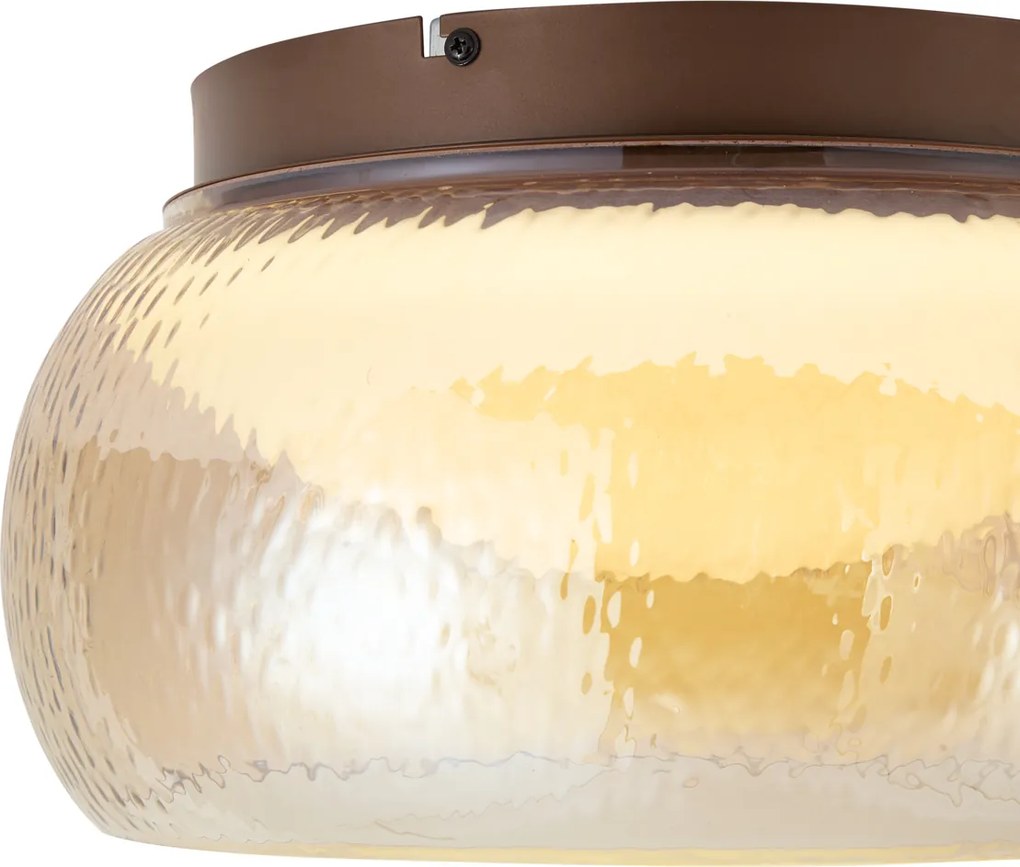 Candeeiro de Teto Art Deco Castanho com Vidro Âmbar Incl. LED Regulável em 3 Níveis - Thimble