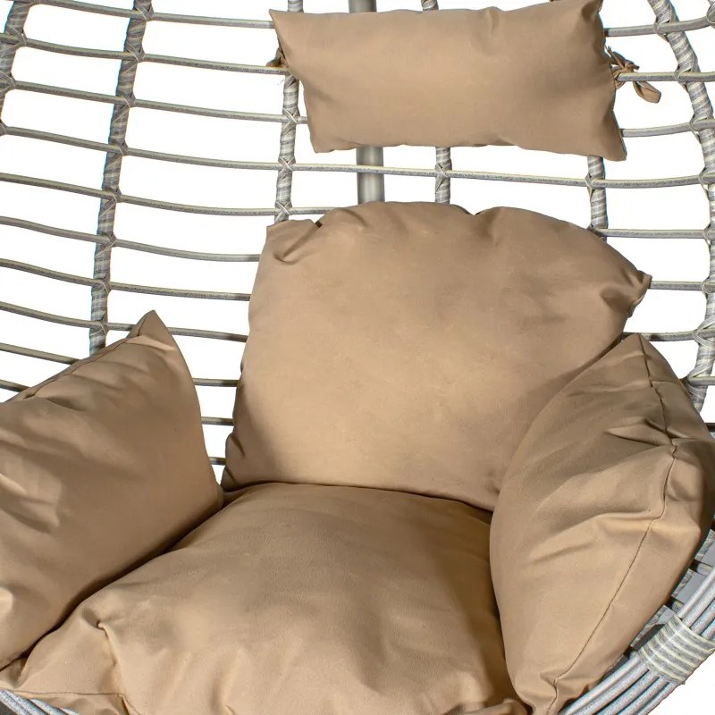 Cadeira Suspensa De Vime Artificial/aço Branco, 117x106x198cm (montado)