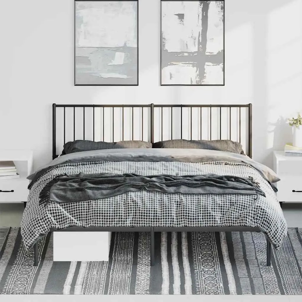 Estrutura de cama com cabeceira 183x213 cm metal preto