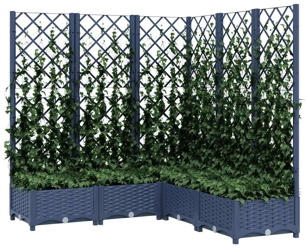 Vaso/floreira jardim c/ treliça 120x120x121,5cm PP cinzento azul