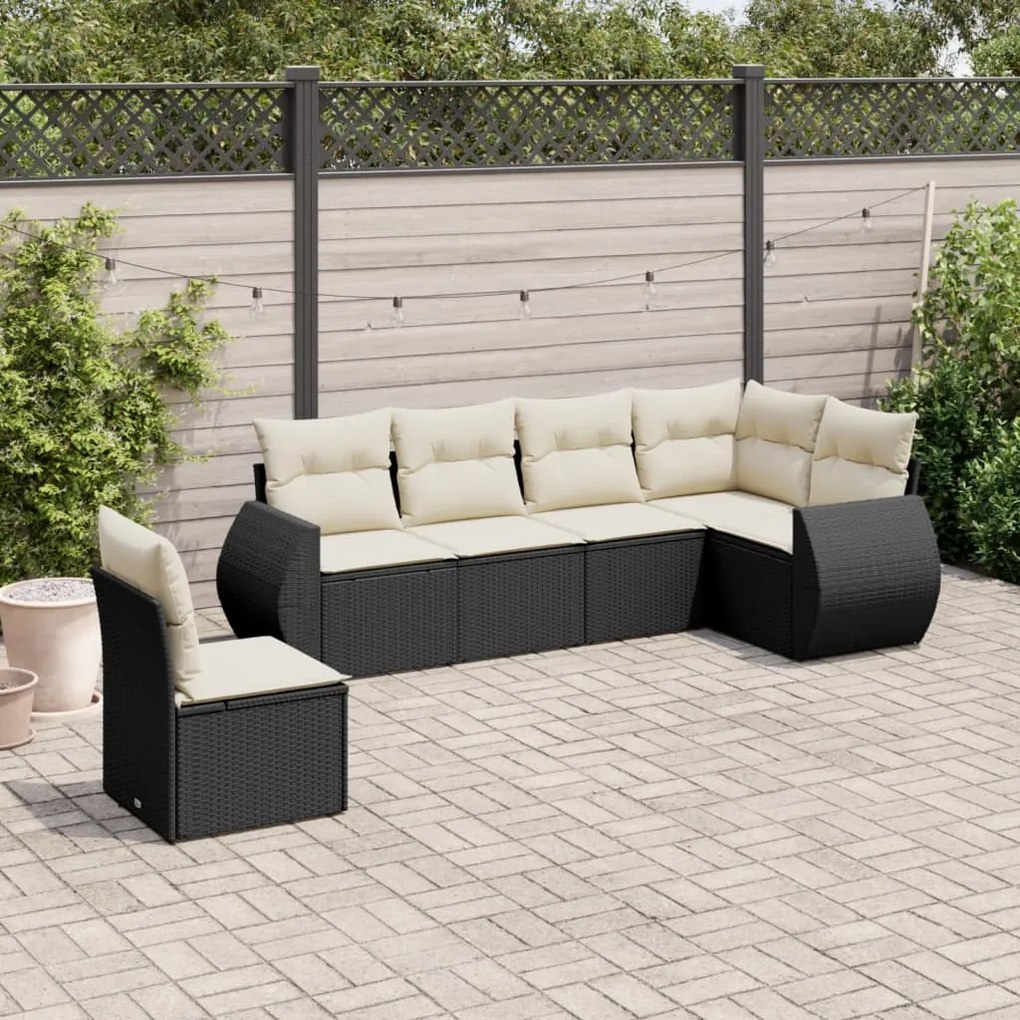 vidaXL 6 pcs conjunto sofás de jardim c/ almofadões vime PE preto