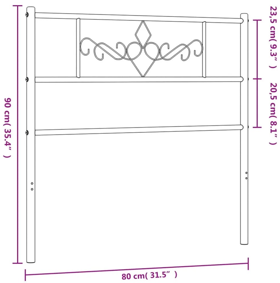 Cabeceira de cama 75 cm metal preto