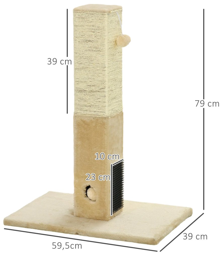 PawHut Poste Arranhador para Gatos 79 cm Arranhador para Gatos com Bol