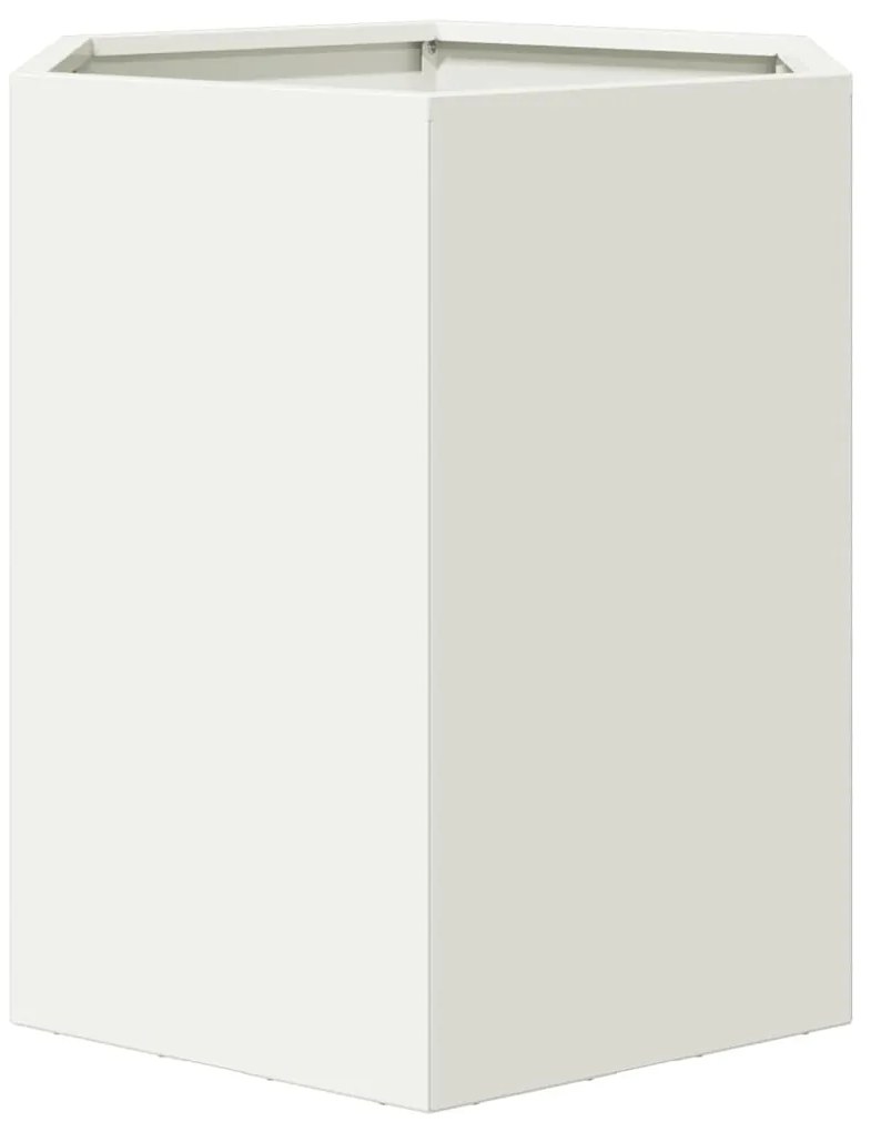 Vaso/floreira de jardim hexagonal 46x40x45 cm aço branco
