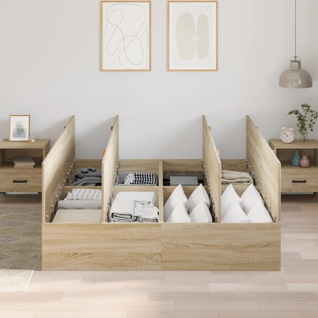 Estrutura de Cama de Armazenamento Carvalho Sonoma 140x190 cm