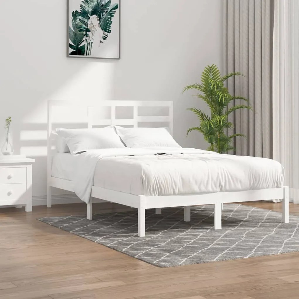 Estrutura de cama 160x200 cm madeira maciça branco