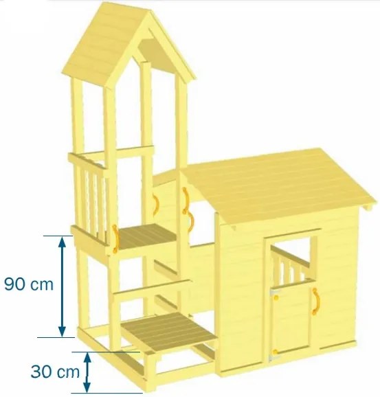 Parque Exterior infantil com Casa de madeira e escorrega Torre LOOK-OUT "M"