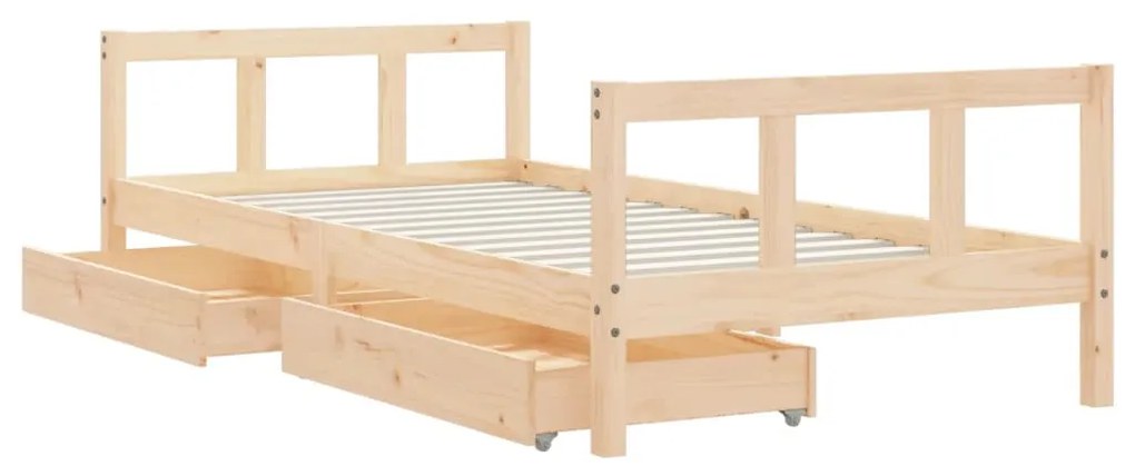Estrutura de cama infantil c/ gavetas 90x190 cm pinho maciço