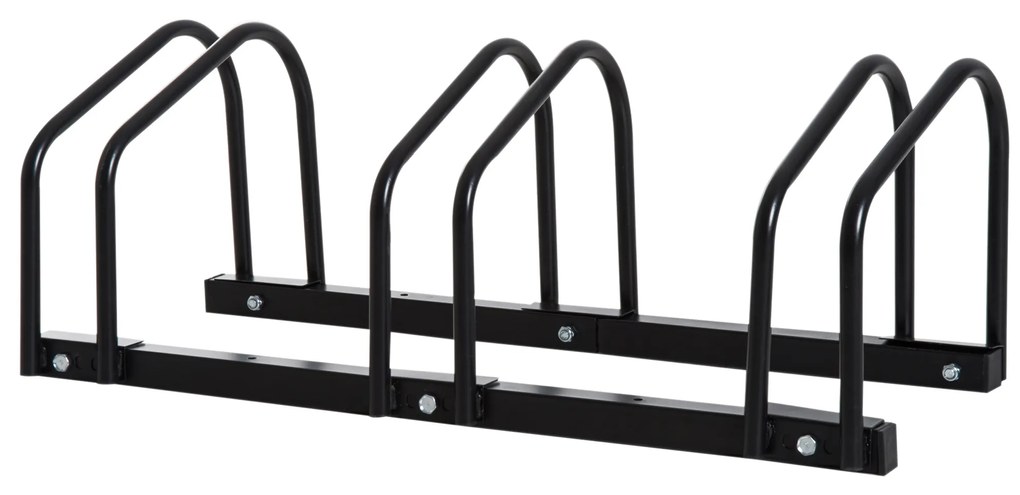 HOMCOM Estacionamento para 3 Bicicletas Suporte de Aço para Estacionar Bicicletas no Chão para Interior e Exterior 76x33x27 cm Preto
