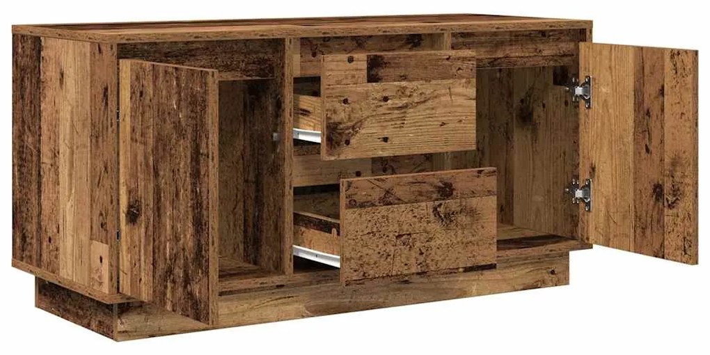 Móvel de TV com luzes LED 100x41x50 cm madeira velha