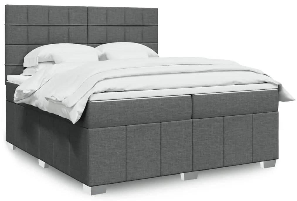vidaXL Cama com molas/colchão 200x200 cm tecido cinzento-escuro