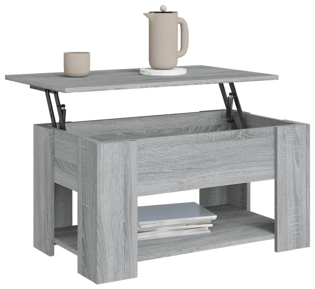 Mesa de centro 79x49x41cm derivados de madeira cinzento sonoma