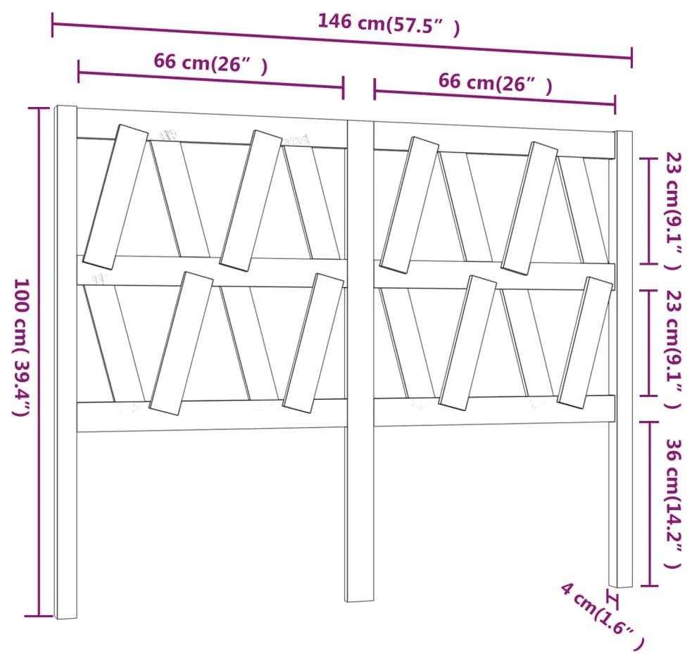 Cabeceira de cama 146x4x100 cm pinho maciço branco