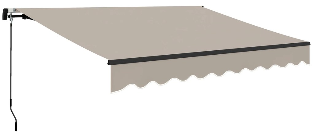 Outsunny Toldo Manual Retrátil 360x220 cm Toldo para Balcão com Manivela de Alumínio e Proteção UV30+ Toldo Enrolável de Exterior Creme