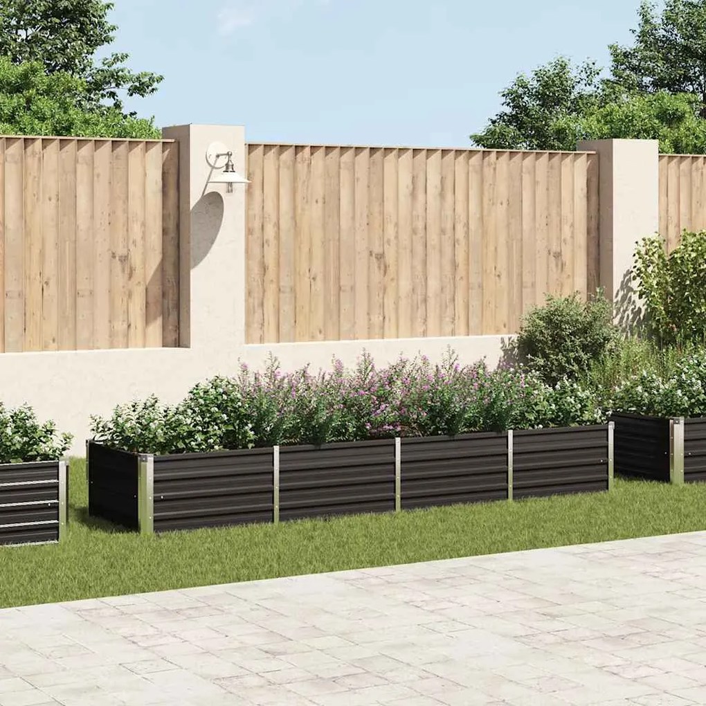 Canteiro elevado jardim aço galvanizado 320x80x45 cm antracite