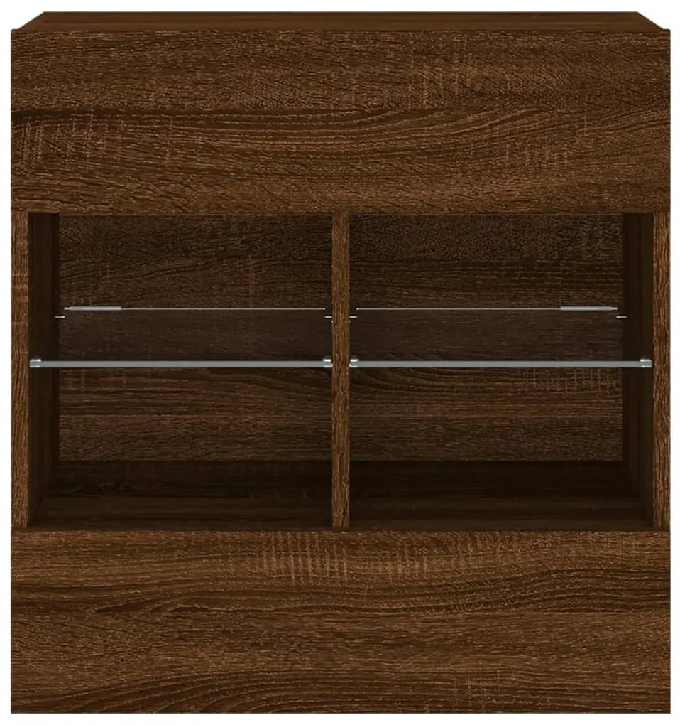 Móvel parede p/ TV luzes LED 58,5x30x60,5 cm carvalho castanho