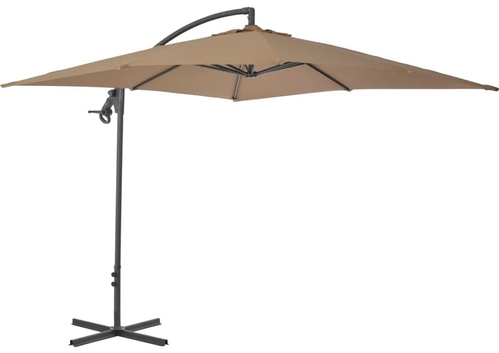 Guarda-sol cantilever com poste de aço cinzento-acastanhado