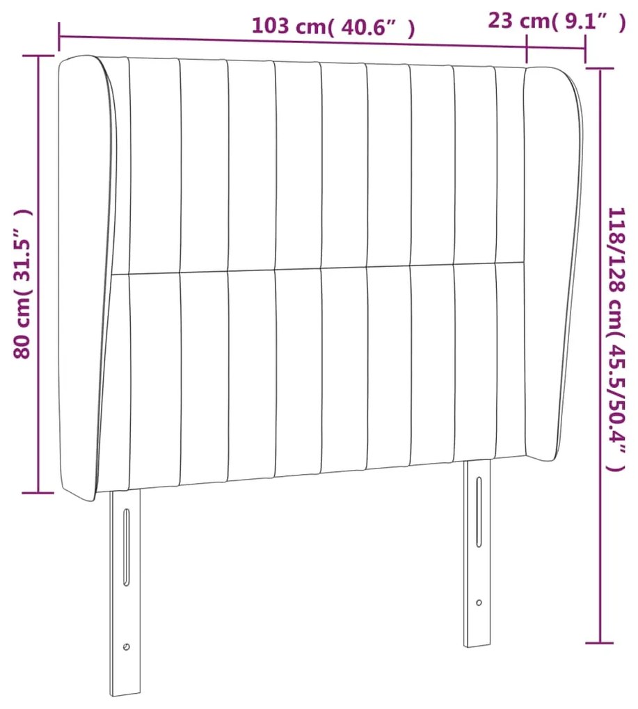 Cabeceira cama c/ abas tecido 103x23x118/128 cm castanho-escuro