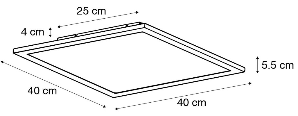 Candeeiro de teto em aço 40 cm com LED e comando remoto - Liv Moderno