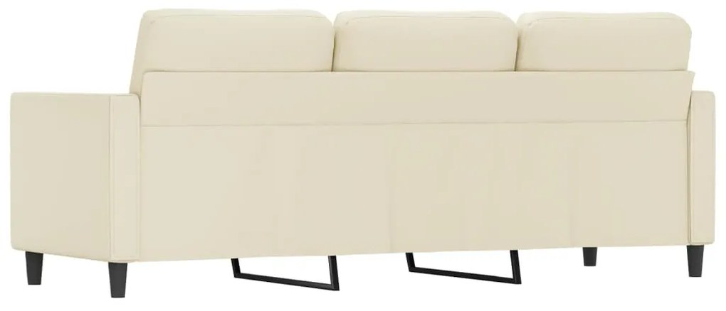 Sofá de 3 lugares 180 cm couro artificial cor creme