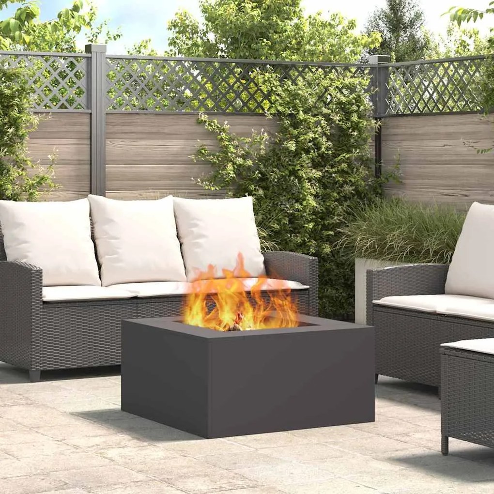 vidaXL Fire Pit Preto 80 x 80 x 40 cm Aço