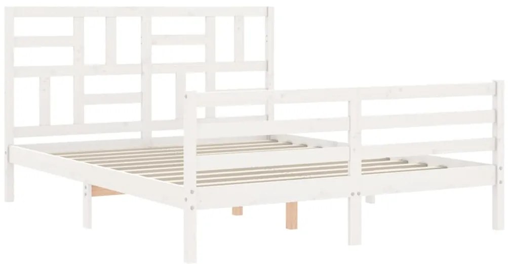 Estrutura de cama com cabeceira 160x200 cm madeira maciça