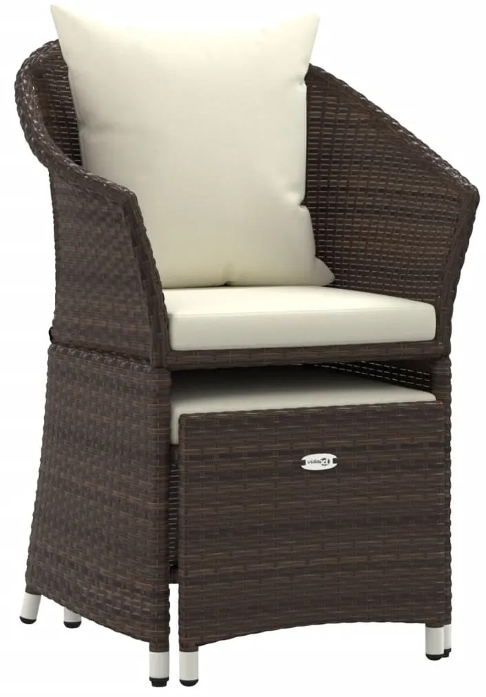2 pcs conjunto lounge de jardim c/ almofadões vime PE castanho