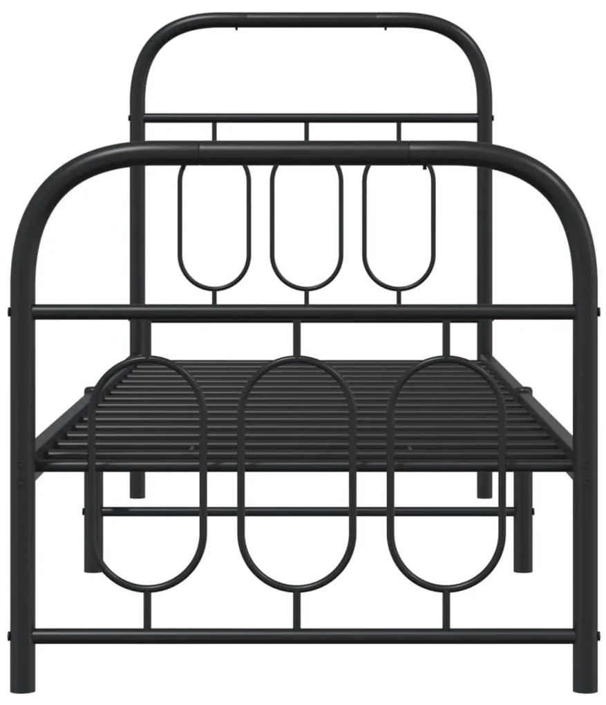 Estrutura de cama com cabeceira e pés 75x190 cm metal preto