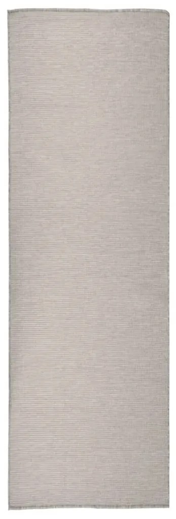 vidaXL Tapete de tecido plano p/ exterior 80x250 cm cinza-acastanhado