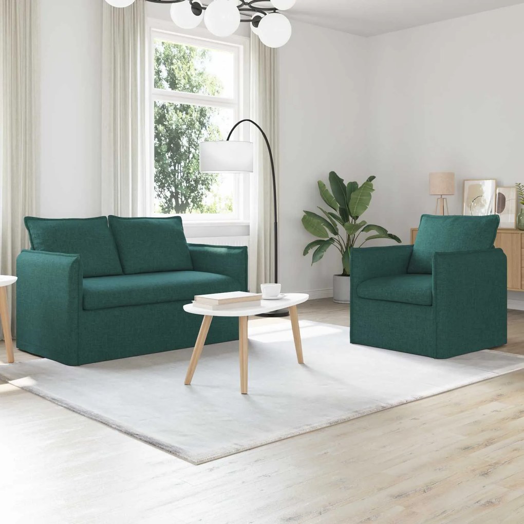 vidaXL Sofá 120cm 2 pcs Verde Escuro Metal