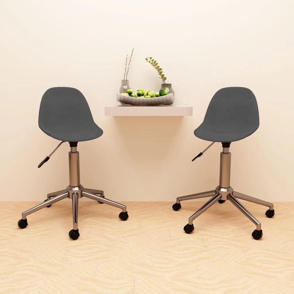 vidaXL Cadeiras de jantar giratórias 2 pcs tecido cinzento-escuro