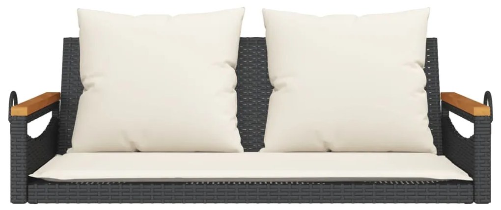 Banco baloiço com almofadões 109x62x40 cm vime PE preto