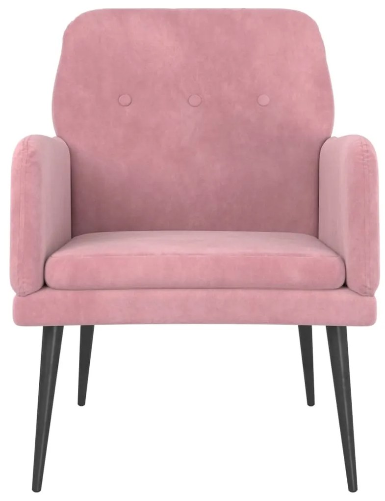 Cadeira c/ apoio de braços 62x79x79 cm veludo rosa