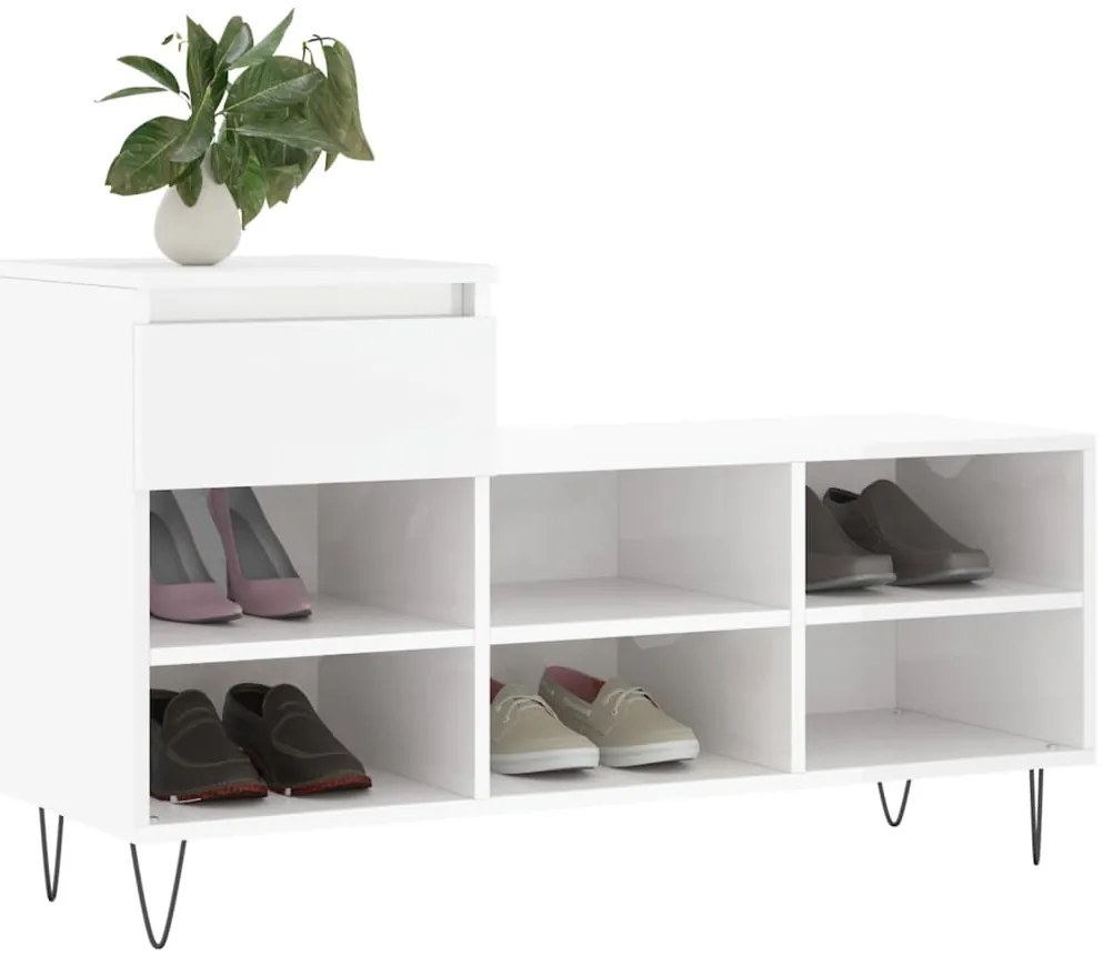 Sapateira 102x36x60 cm derivados de madeira branco brilhante
