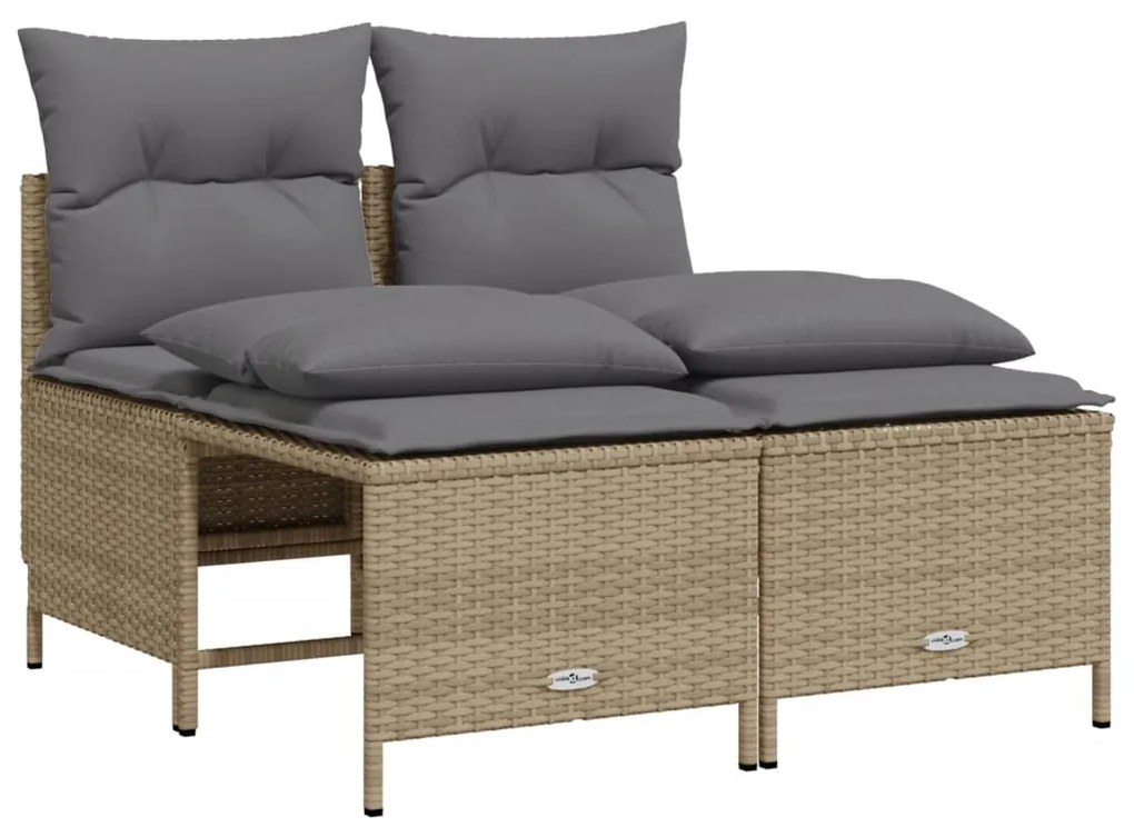 5 pcs conjunto de sofás p/ jardim com almofadões vime PE bege