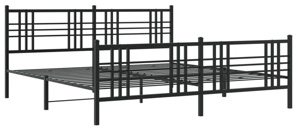 Estrutura de cama com cabeceira e pés 183x213 cm metal preto