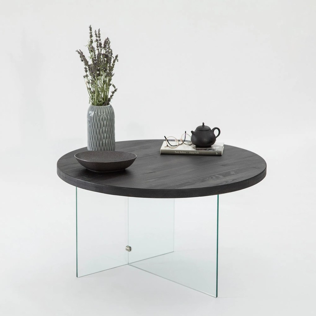 Mesa de Centro Serenity – Antracite e Transparente – 70 cm x 40 cm