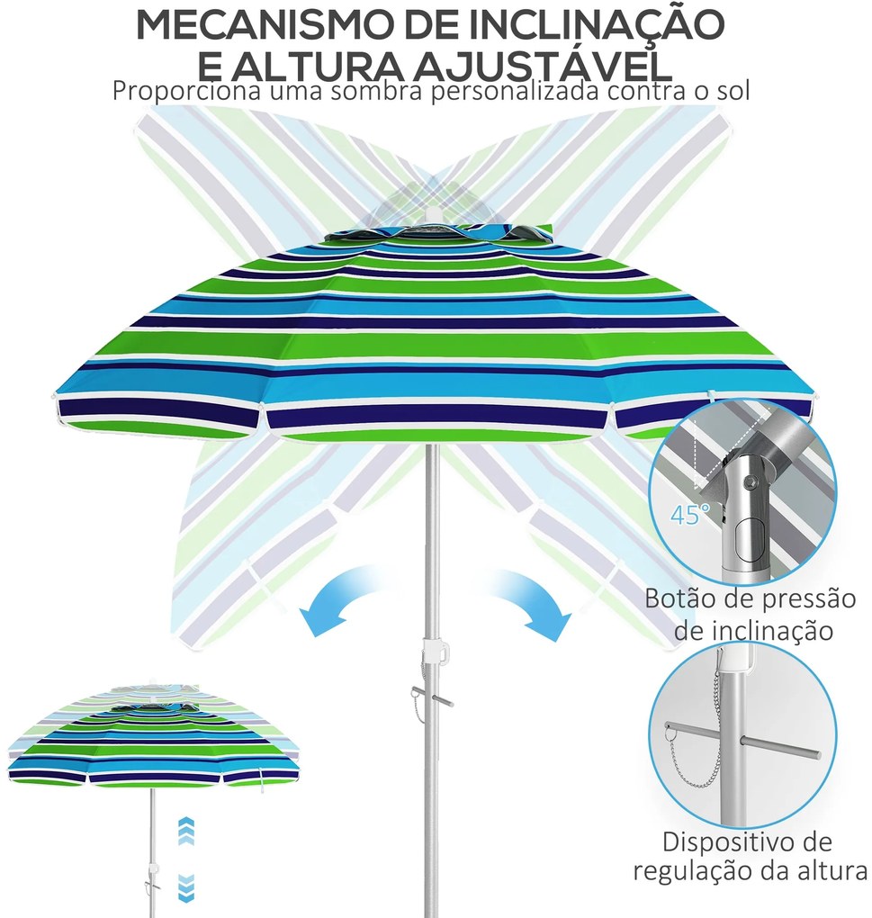 Chapéu de Sol de Praia Ø178x205 cm Chapéu de Sol para Terraço com Incl