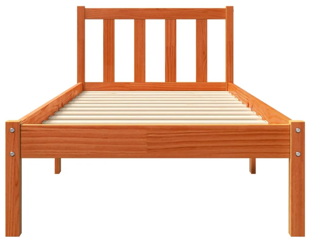 Estrutura de cama 90x200 cm madeira pinho maciça castanho cera