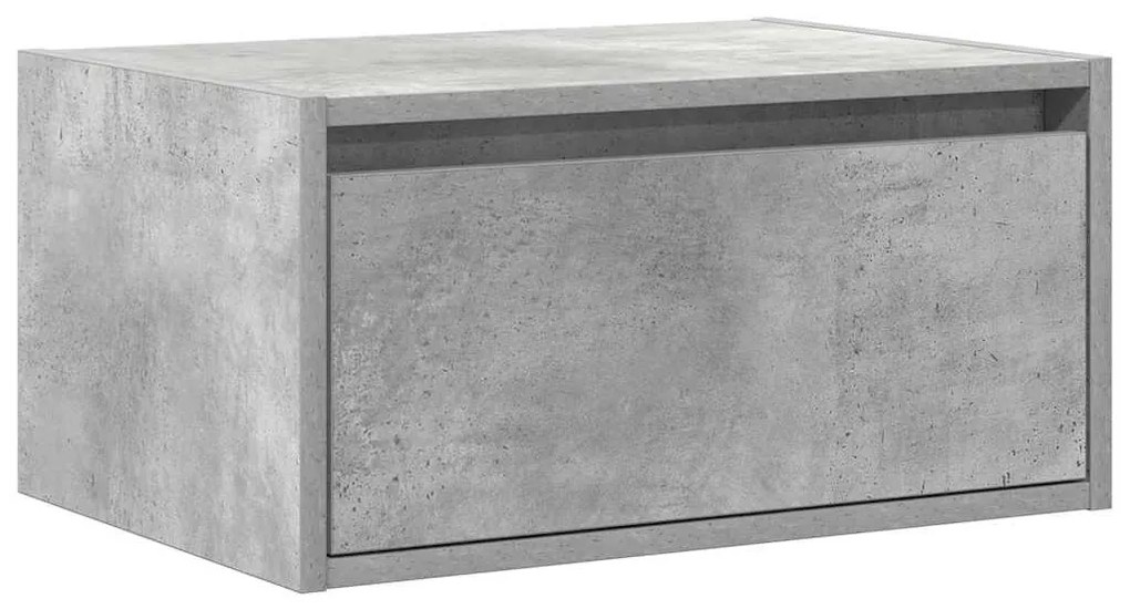 Mesa de cabeceira de parede com luzes LED cinzento cimento
