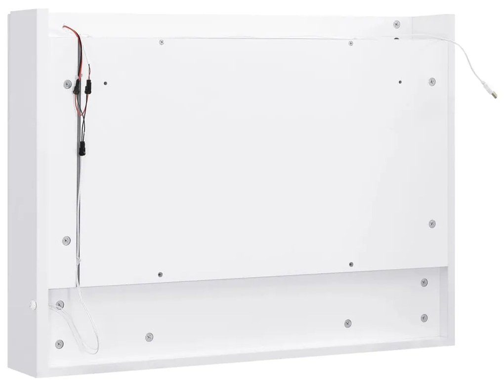 Armário espelhado casa de banho com LED 80x15x60 cm MDF branco