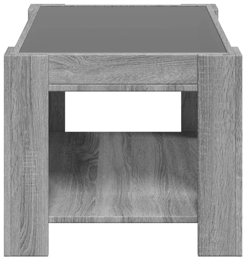 Mesa de centro c/ LEDs 73x53x45 cm derivados de madeira