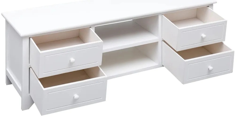 Móvel de TV 108x30x40 cm madeira paulownia maciça branco