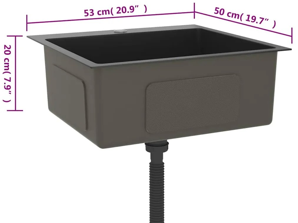 Lava-louça de cozinha artesanal aço inoxidável preto