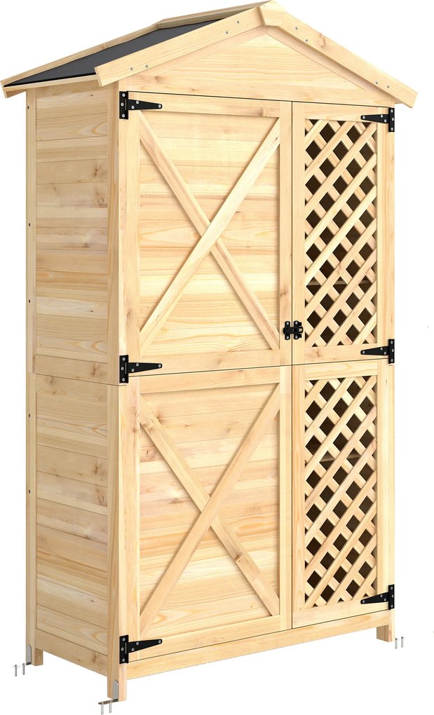 Outsunny Armário Externo Casinha de Jardim com Porta Ventilada e Kit Anti-tombamento | Aosom Portugal