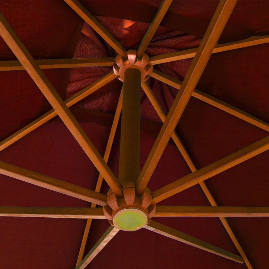 Guarda-sol de jardim suspenso com poste abeto maciço terracotta