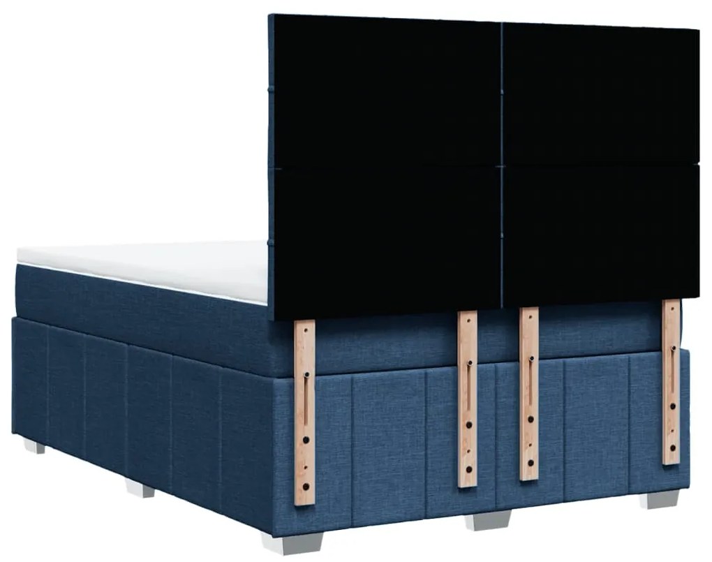 Cama com molas/colchão 160x200 cm tecido azul