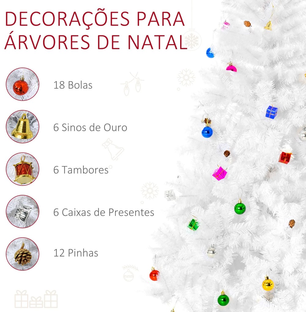 HOMCOM Árvore de Natal Artificial 180cm com 930 Ramos de PVC 48 Decora